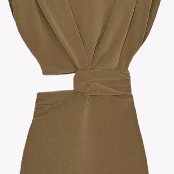 Zara Crepe Cutout Dress. (Taupe) - Picture 6 of 6